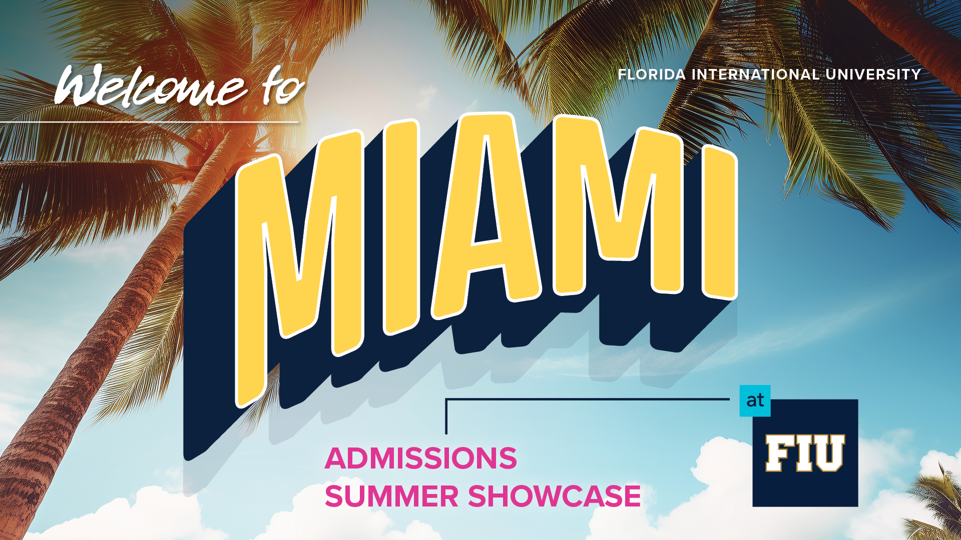 Welcome to Miami palm tree postcard