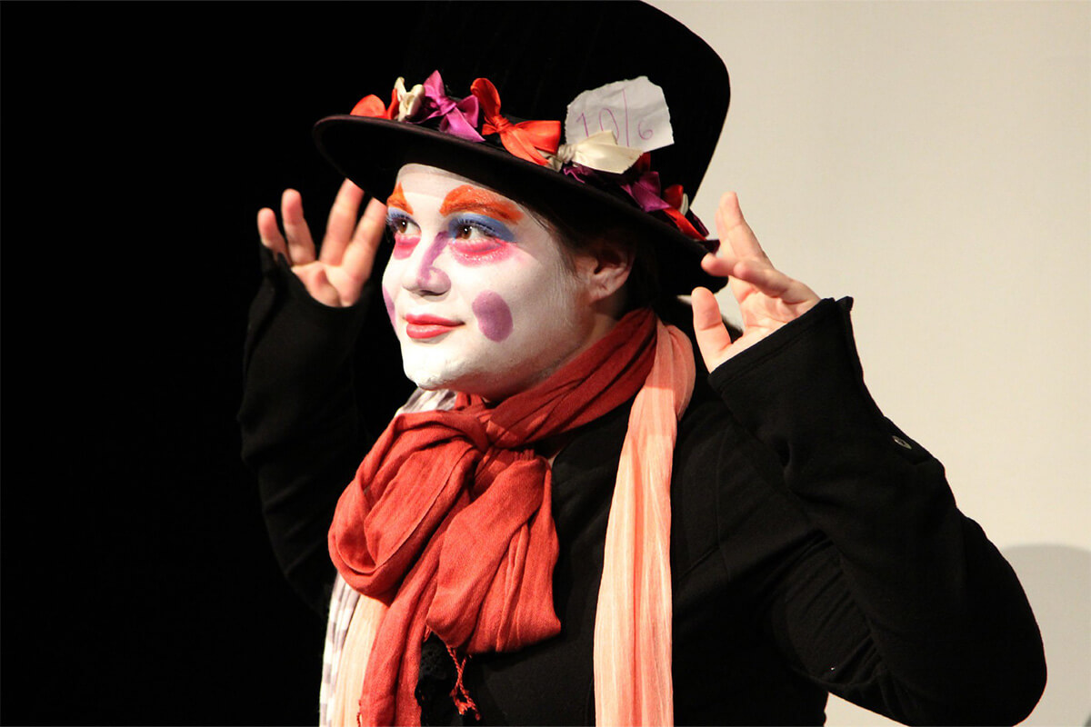 An FIU student dressed as The Mad Hatter from the play, Alice in Wonderland